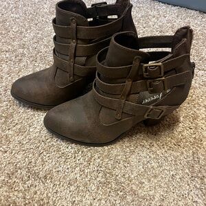 Forever 21 Strappy Brown Ankle Booties